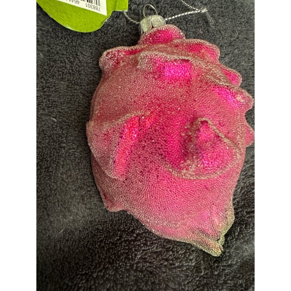 Dragon Fruit Glass Ornament With Glitter Accents & Hanging Loop - Unique Holiday - Picture 3 of 7